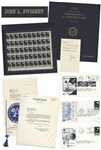 Apollo 8 Commemorative Stamp Set Issued to Jack Swigert -- In Swigerts Custom Folder & With Other Memorabilia Owned by Swigert Including His Signed Note to His Mom